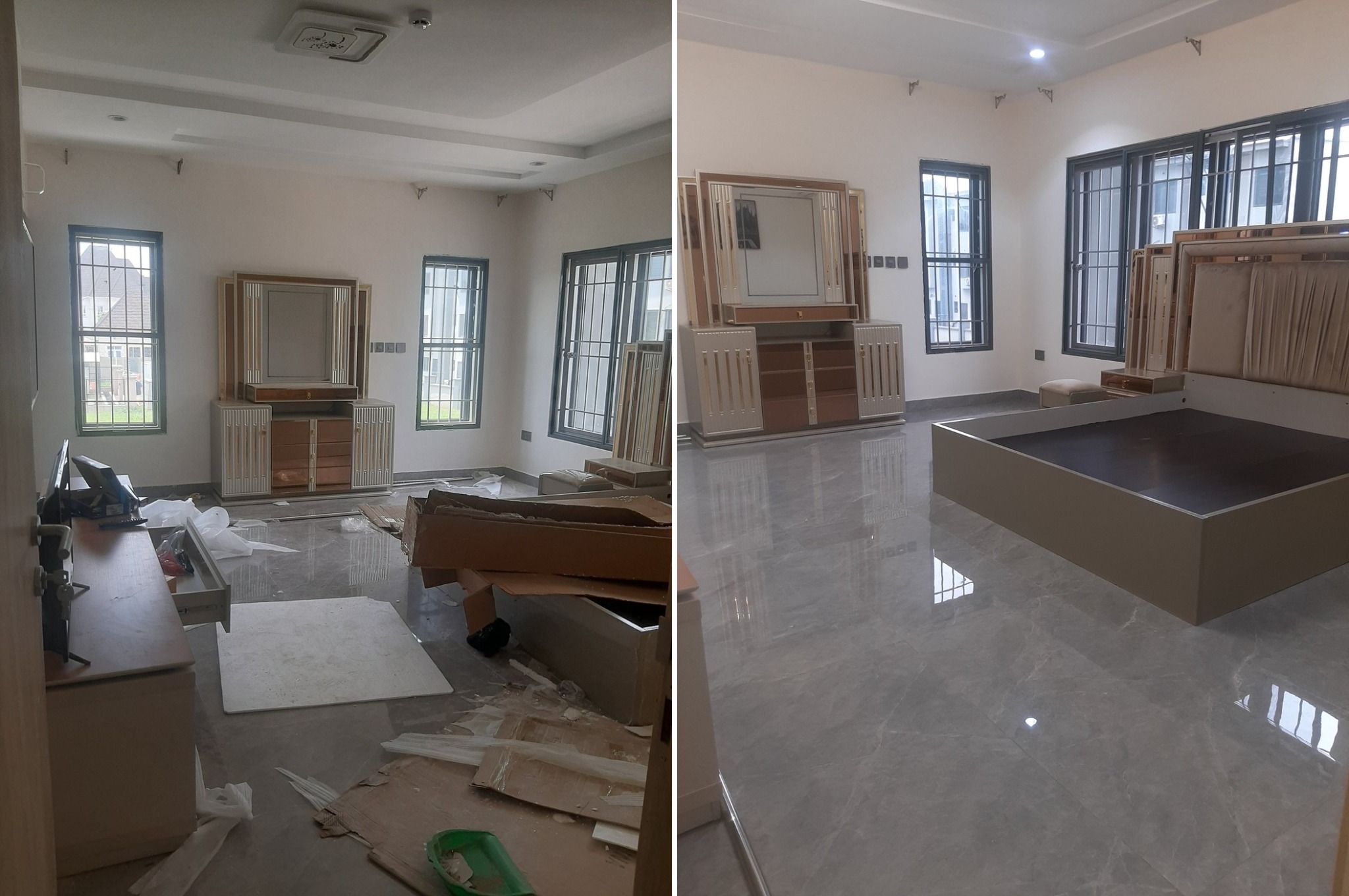 Post construction cleaning before and after completed by All Star Cleaners Co in New Jersey